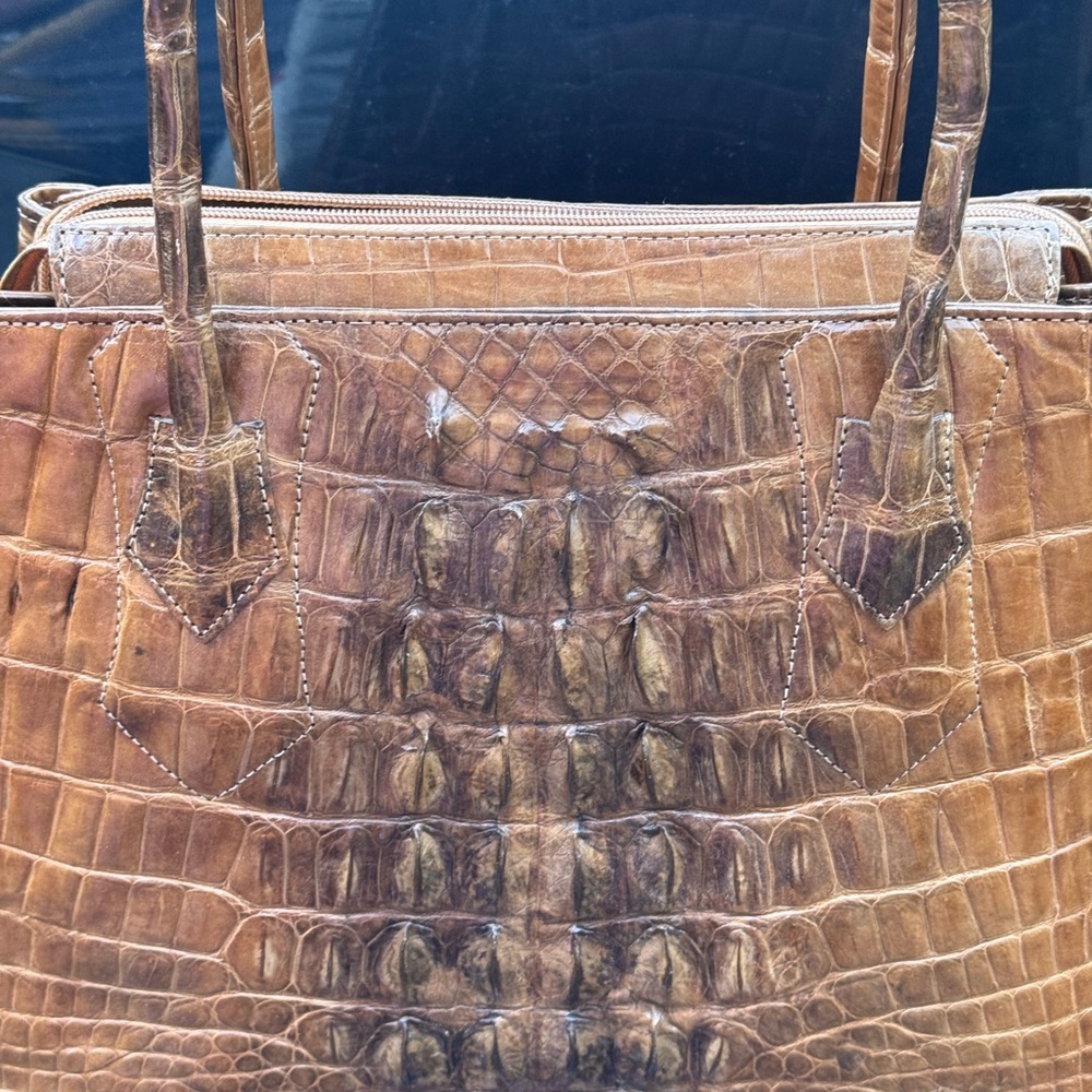 Imported Custom Large Genuine Hornback Crocodile Satchel